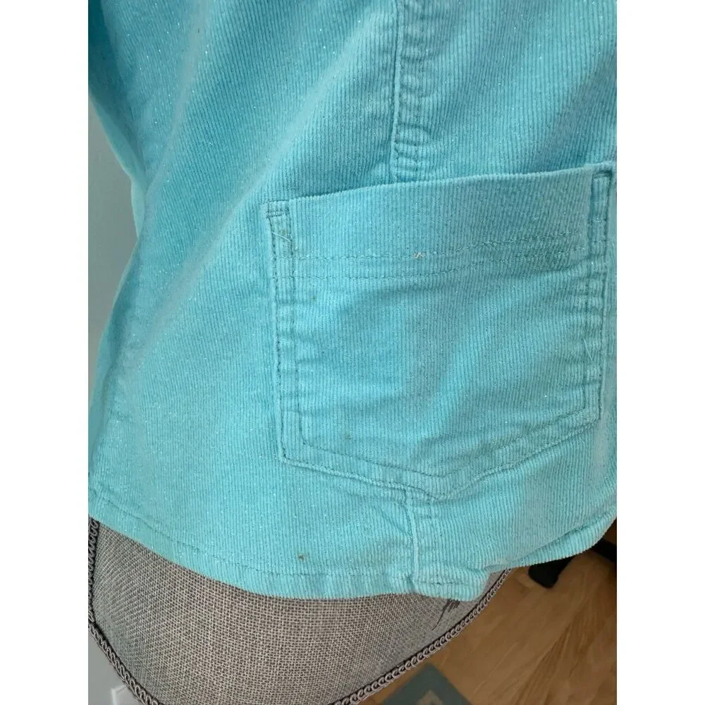 Y2k Vintage Light Pastel Blue Corduroy Blazer Jacket Soft Girl size Girls 16/18